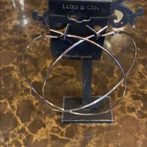 Large gun metal hoop pierced earrings NWT